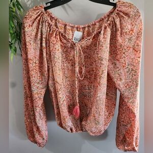 RAGA Anthropologie Silky Peasant Top NWT